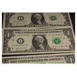 US One Dollar Notes - 10 Consecutive Serial Numbers (I63443401B to I63443410B)