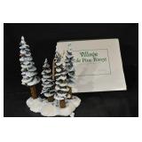 Department 56 Village Pole Pine Forest - 4 Snowy Porcelain Trees with Base