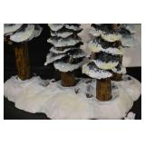 Department 56 Village Pole Pine Forest - 4 Snowy Porcelain Trees with Base
