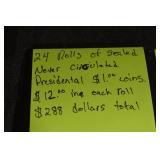 Presidential Dollar Coins - 24 Rolls Sealed & Never Circulated $288 Dollar Coins Total