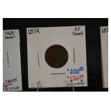 1874-1875 US Copper Cent - 3 Coins in 2x2 Holders