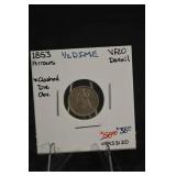1853 Arrows Half Dime - VF20 Detail, Clashed Die