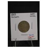 1883 V- Nickel AU 55 Detail