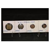 4pc Apothecary Weights Set - 2 Drachm, 1 Drachm, 2 Scruples, 1 Scruple