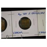 4pc Apothecary Weights Set - 2 Drachm, 1 Drachm, 2 Scruples, 1 Scruple