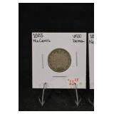 Lot Of 5 V-Nickels- (4)1883, 1884