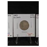 Lot Of 5 V-Nickels- (4)1883, 1884