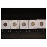 V-Nickel Lot Of 5 - 1912, 1889, 1884, (2) 1883 (With & No Cents) VF/EF Detail