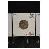 V-Nickel Lot Of 5 - 1912, 1889, 1884, (2) 1883 (With & No Cents) VF/EF Detail