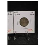 V-Nickel Lot Of 5 - 1912, 1889, 1884, (2) 1883 (With & No Cents) VF/EF Detail