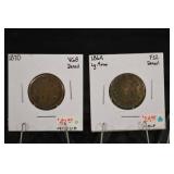 US Large Cent Pair 1870 VG8 Detail & 1864 Large Motto (Lot of 2)