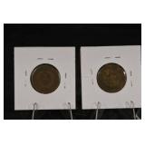 US Large Cent Pair 1870 VG8 Detail & 1864 Large Motto (Lot of 2)
