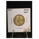 1937 Washington Quarter MS 60 Details
