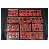 United States Proof Set Collection - 12 Red Display Cases (12 Sets)