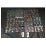 US Coins Collection in 2x2 Flips - Assorted Pennies, Nickels, Dimes & Quarters Lot Of 22