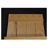 Rustic Pine Wall-Mounted Coat Rack with 6 Small Hooks & 4 Large Hooks, Blue Floral Stencil