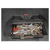 Wrenches & Socket Set in Plastic Toolbox - Assorted Hand Tools