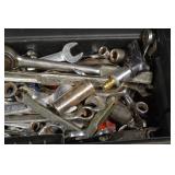 Wrenches & Socket Set in Plastic Toolbox - Assorted Hand Tools