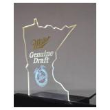 Working MGD Miller Genuine Draft Lighted MINNESOTA Beer Sign