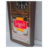 Working Vintage Lighted SCHMIDT Beer Advertising Clock Sign