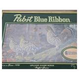 Vintage PABST Blue Ribbon PBR Beer Advertising Bar Mirror - Upland Game Birds - Ruffed Grouse