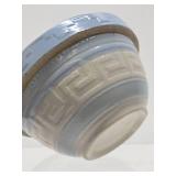 Vintage Blue & White Raised Greek Key Design Stoneware Mixing Bowl