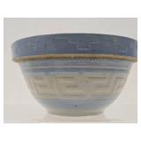 Vintage Blue & White Raised Greek Key Design Stoneware Mixing Bowl