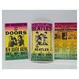 3 Older Vintage Reproduction Cardboard Concert Posters - Beatles Doors & Woodstock
