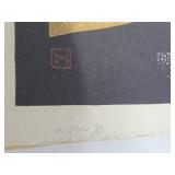 Great Looking Vintage Mid Century Woodcut Print w/Owls