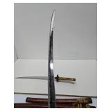 Set of 2 Japanese Samurai Style Swords w/Scabbards and Display Stand