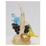 Impressive Large Vintage Murano Glass Sculpture w/Fruit & Birds