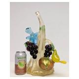 Impressive Large Vintage Murano Glass Sculpture w/Fruit & Birds