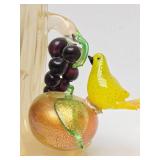 Impressive Large Vintage Murano Glass Sculpture w/Fruit & Birds