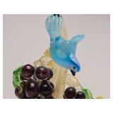 Impressive Large Vintage Murano Glass Sculpture w/Fruit & Birds