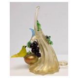 Impressive Large Vintage Murano Glass Sculpture w/Fruit & Birds