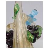 Impressive Large Vintage Murano Glass Sculpture w/Fruit & Birds