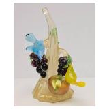Impressive Large Vintage Murano Glass Sculpture w/Fruit & Birds