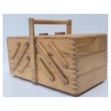 Quality Dovetailed Wood Expandable Sewing Box w/Supplies