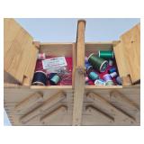 Quality Dovetailed Wood Expandable Sewing Box w/Supplies