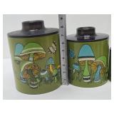 Retro Vintage Metal Ransburg Kitchen Canister Set w/Mushroom Design