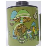 Retro Vintage Metal Ransburg Kitchen Canister Set w/Mushroom Design