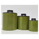 Retro Vintage Metal Ransburg Kitchen Canister Set w/Mushroom Design