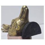 Very Cool Old Vintage Heavy Brass Fox Head Door Stop
