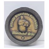 Vintage German 3D Barrel Beer Sign for Monchshof-Brau