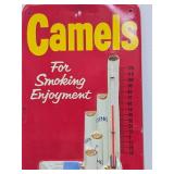 Excellent Condition Old Vintage Embossed Metal CAMEL Cigarettes Advertising Thermometer Sign