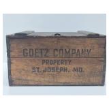Nice Antique Pre-Prohibition GOETZ Wooden Advertising Beer Crate w/Lid