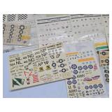 LARGE Lot of Unused Military Model Kit Decal/Sticker Sheets