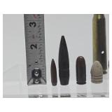 Group of Genuine Vintage & Antique Military Ammo Rounds / Bullets etc