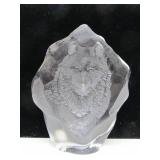 Signed MATS JONASSON Crystal Wolf Sculpture - Made in Sweden