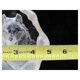 Signed MATS JONASSON Crystal Wolf Sculpture - Made in Sweden